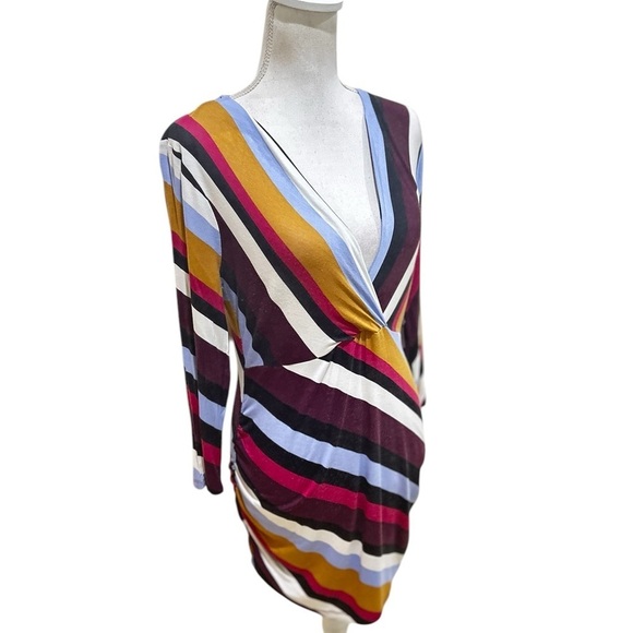 Motherhood Maternity multi Striped Long Sleeve Top ruched side small (maternity) - Picture 3 of 10